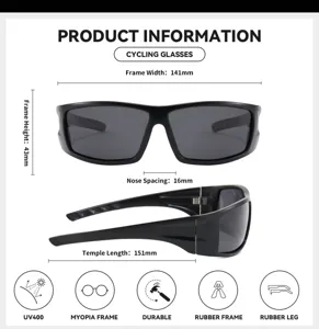 Lunettes de soleil polarisées pour cyclisme avec largeur de monture de 141mm et UV400.