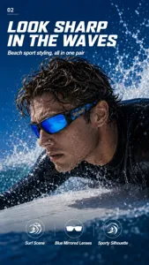 Men's polarized sports sunglasses for outdoor fishing and surfing with UV400 protection.