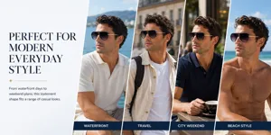 Stylish aviator sunglasses for men and women, perfect for outdoor travel, driving, daily use.