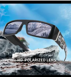 Outdoor sports polarized sunglasses with UV protection, windproof motorcycle retro driving shades.