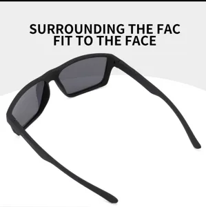 Men outdoor sports polarized sunglasses black frame grey lens cycling driving windproof