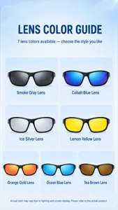 Polarized fashion sunglasses featuring 7 lens color options for outdoor sports.