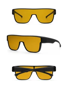 Polarisierte Tag und Nacht Autofahrer Sonnenbrille mit schwarzem Rahmen und gelben Gläsern.