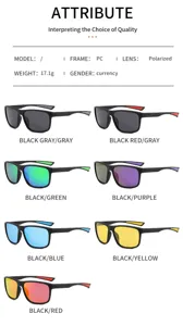 Outdoor polarized sports sunglasses for men and women, fishing sun glasses with PC frame.