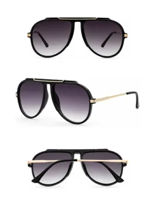 Men women fashion pilot sunglasses with gradient lenses and stylish metal frame design.