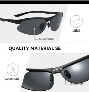 Men polarized sunglasses UV400 outdoor driving fishing glasses sports metal frame clear lens