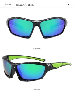 Outdoor polarized fishing sunglasses with black green speckled frame designed for cycling.