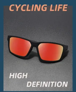 Occhiali da sole da ciclismo uomo sport pesca outdoor UV400 lenti riflettenti rosse montatura
