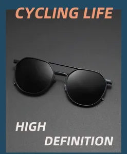 Metal TAC polarized sunglasses for men, stylish double bridge design, ideal for outdoor driving.