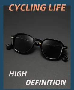 Vintage black frame sunglasses with metal temples, stylish retro eyewear for men and women.
