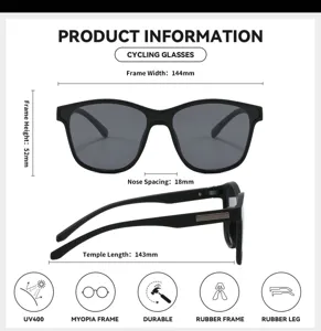 Black polarized cycling sunglasses outdoor sport glasses with UV400 and rubber frame.