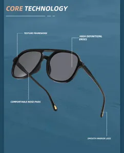 Double bridge retro polarized aviator sunglasses with high definition lenses and comfortable nose pads.