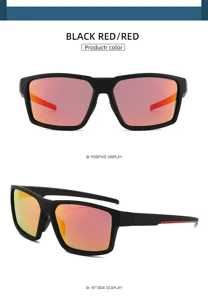 Occhiali da sole sportivi da ciclismo da uomo, protezione UV400 con lenti a specchio rosse.