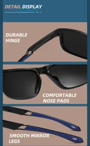 Outdoor polarized sports sunglasses for men and women, square frame cycling fishing eyewear.