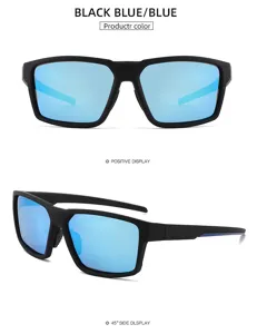Occhiali da sole per ciclismo uomo sport pesca UV400 protezione nero e blu chiaro.