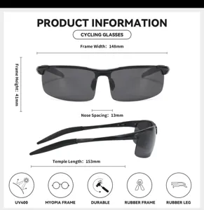 Cycling polarized sunglasses with UV400 protection, durable frame and ergonomic design.