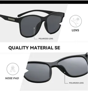 Polarized sunglasses detail view showing high quality lens and comfortable nose pad features.