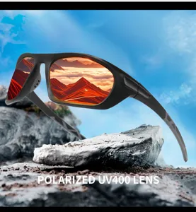Cycling sports polarized sunglasses detail featuring UV400 protection and clear lens optics.