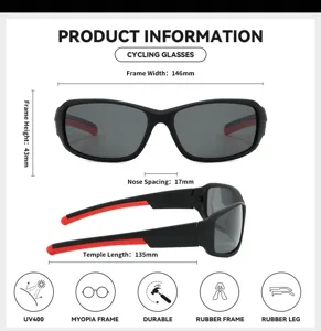 Outdoor cycling sports sunglasses with polarized lenses, UV400 protection and 146mm frame width.