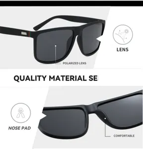 Polarized large frame sunglasses with comfortable nose pad and UV protection for outdoor sports.