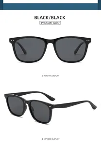 Lunettes de soleil polarisées carrées noires surdimensionnées classiques TR90 pour tous.