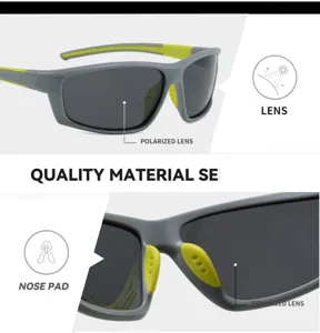 Detailed view of polarized sports cycling sunglasses with breathable nose pad and lens features.