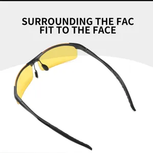 Aluminum magnesium frame cycling polarized sunglasses with yellow anti-glare sports lenses.