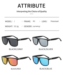 Polarized sports sunglasses with PC frame, lightweight 21.1g design, UV protection for outdoor.