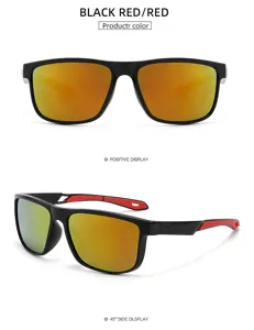 Outdoor polarized sports sunglasses with square frame for cycling fishing and outdoor activities.