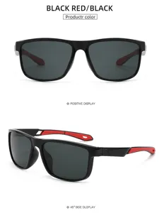 Outdoor polarized sunglasses for men women square frame cycling sports fishing glasses black red