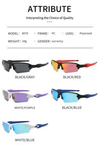 Polarized sports sunglasses for outdoor cycling and driving, lightweight PC frame with UV protection.