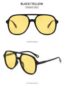 Double bridge retro polarized aviator sunglasses for men and women UV protection sun glasses