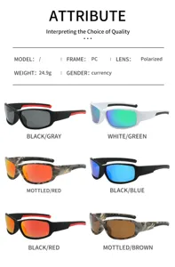 Polarized sports sunglasses for outdoor cycling, hiking and fishing with lightweight PC frame.