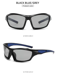 Lunettes de soleil polarisées de sport en plein air, monture noire et verres gris pour cyclisme.