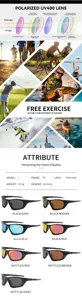Outdoor sports polarized sunglasses with PC frame and UV400 protection for cycling and fishing.