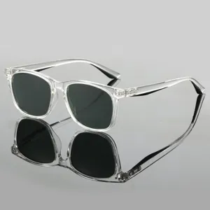 TR90 Lunettes de Soleil Polarisées Carrées pour Hommes Femmes Vintage Rétro UV400 Grande Monture Conduite Lunettes de Soleil Mode