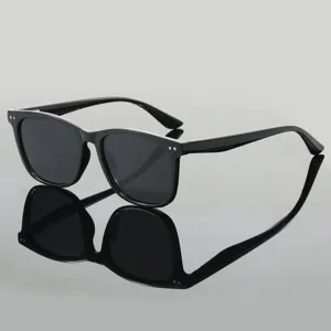 Lunettes de soleil polarisées à grande monture TR90 pour hommes et femmes, style rétro noir.