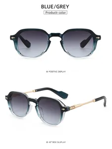 Vintage gradient sunglasses for men and women with metal temples and stylish retro frame design.