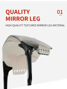 Close-up detail of cycling glasses temple showcasing durable textured material and ventilation design.