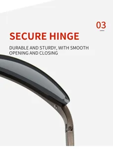 Close-up van duurzaam en stevig scharnier voor sportzonnebril met soepele opening en sluiting.