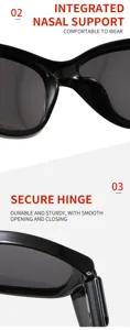 Polarized sunglasses detail view showing integrated nasal support and smooth secure hinge design.