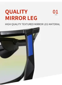 Lunettes de soleil de cyclisme vue detaillee jambe de miroir texturee de haute qualite avec accent bleu