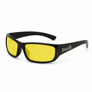 Men polarized sports sunglasses with yellow lenses and black frame for outdoor cycling fishing.