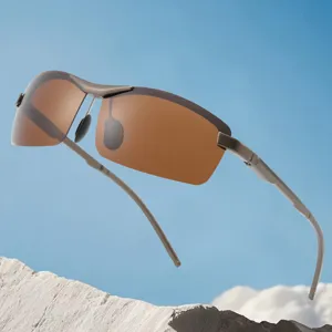 Outdoor polarisierte Sonnenbrille für Autofahren und Angeln, UV-Schutz Metallrahmen Brille.