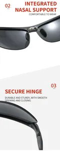 Detailed closeup showing polarized sunglasses nasal support and secure metal hinge.