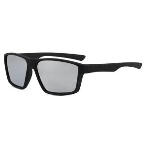 Men women outdoor sports polarized sunglasses black frame silver mirror driving cycling