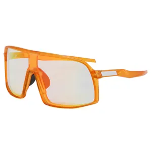 Lunettes de soleil de cyclisme à grand cadre orange UV400 pour sport de plein air VTT