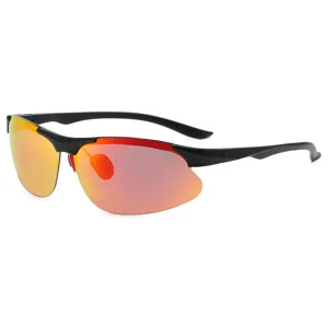 Men polarized sports sunglasses UV400 outdoor fishing driving red mirror lens main view