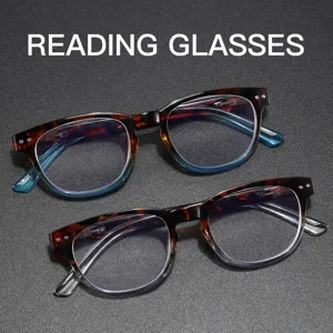 Women's Retro Anti-Blue Light Reading Glasses PC Frame Tortoise Leopard Print Spring Hinge Oval Optical Glasses