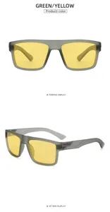 Detailed view of polarized cycling sunglasses with matte grey frame and yellow lenses.